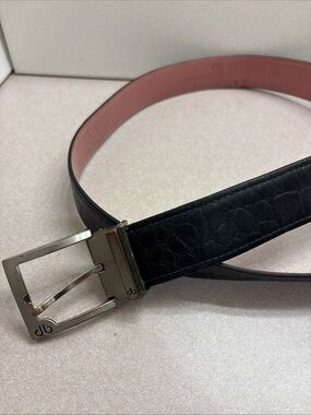 Druh Black / Pink Leather Belt Golf Silver Buckle Men's 34 Handmade In Thailand